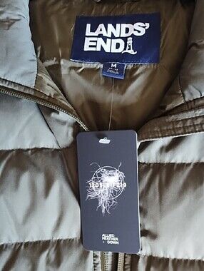 Lands' End NWT! Down Puffer Vest Olive Green 10-12 Medium